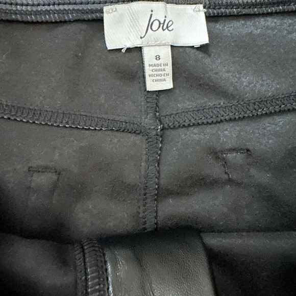 JOIE VEGAN LEATHER FAUX SUEDE LINING BLACK STRAIGHT LEG PANTS SIZE 8 - Picture 3 of 6